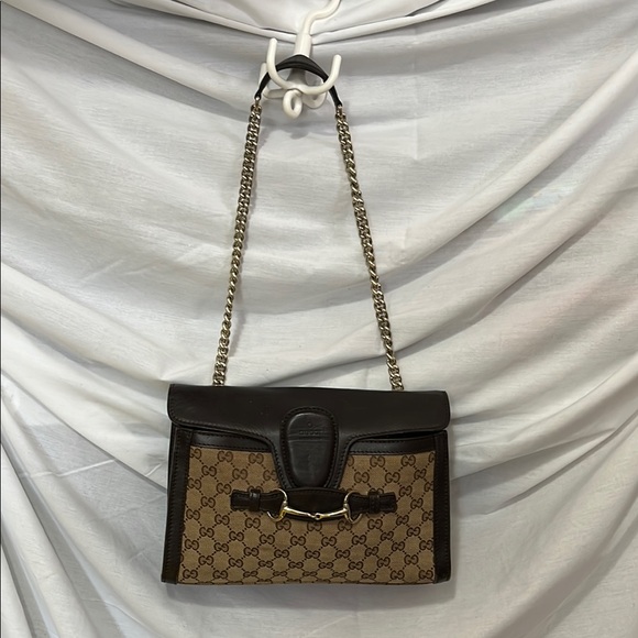 Gucci Handbags - Gucci Brown and Tan Shoulder Bag with Chain Strap